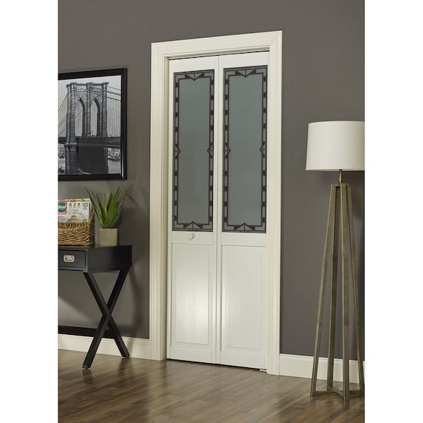 American Wood 32 x 80 in. Half Glass Craftsman Bifold Door, Unfinished Pine 840728 - main
